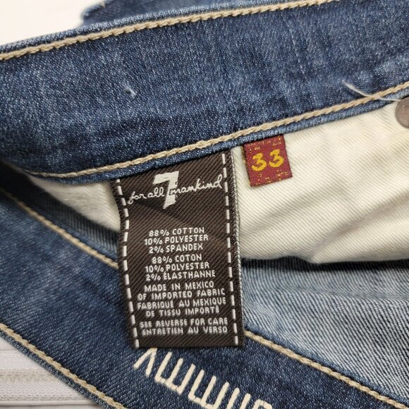 7 For All Mankind Slimmy 33 x 27 Dark Wash Blue Denim Jeans Men's - Picture 6 of 6